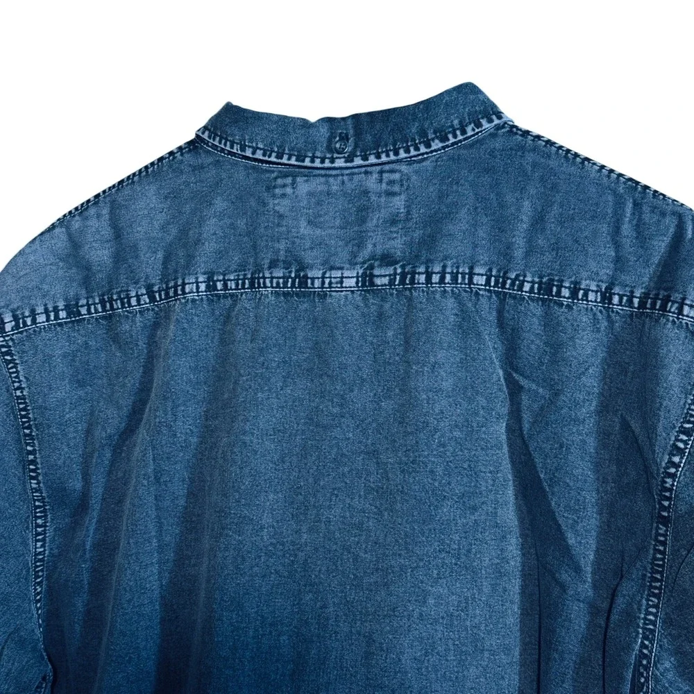 Quiksilver Men's Short Sleeve Denim Blue Chambray Button-Up Shirt Modern Fit XXL